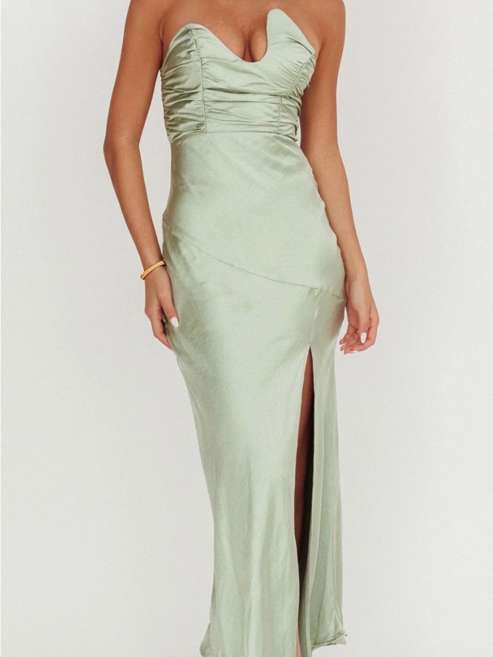 Selfie Leslie Sage Asymmetric Neckline Maxi Dress with Slit